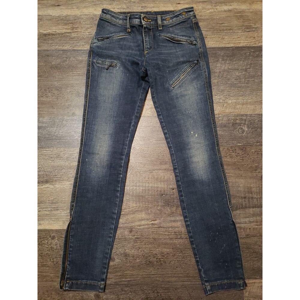 R13 Biker Zip Jeans Sz 25 Zip Ankle Low Rise Skinny Sz 25 R13W0047-1 (K